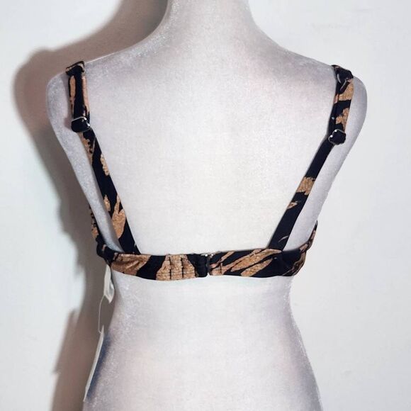 Cupshe Black and Tan print Bikini Top with V-Wire NWT Size Medium - Picture 4 of 13